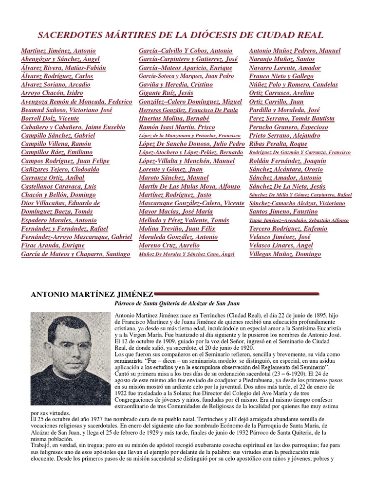 Sacerdotes Mártires de La Diócesis de Ciudad Real | PDF | Seminario |  Sacerdote