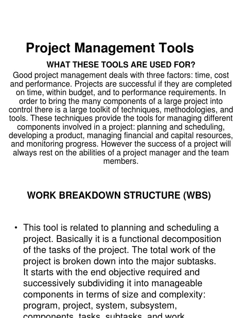Project Management Tools PDF Project Management Systems Science