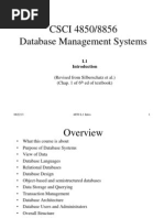 CSCI 4850/8856 Database Management Systems: (Revised From Silberschatz Et Al.) (Chap. 1 of 6 Ed of Textbook)