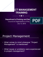 Project Management Training: Department of Training and Development