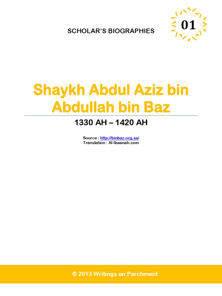 Biography of Shaykh Abdul Aziz Bin Abdullah Bin Baz PDF Sharia Muhammad
