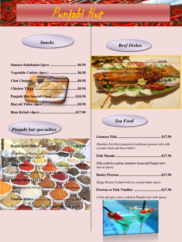 Menu | PDF | Cooking, Food & Wine