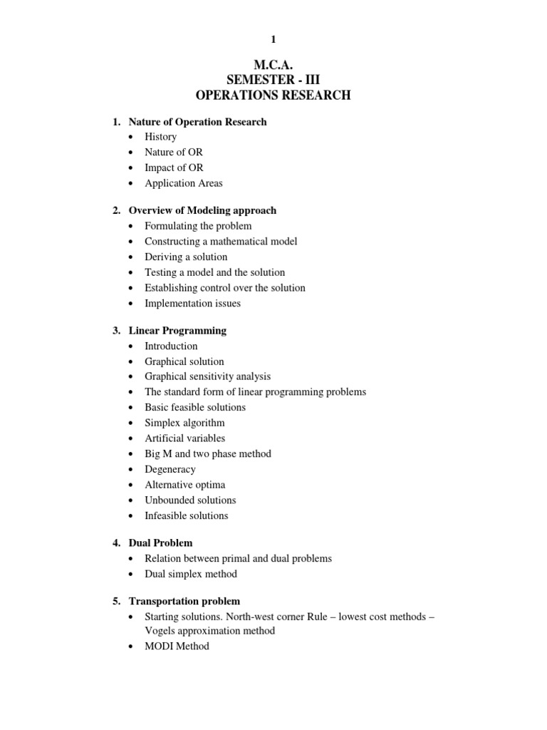 M.C.a. (Sem - III) Operation Research | PDF | Mathematical Optimization ...