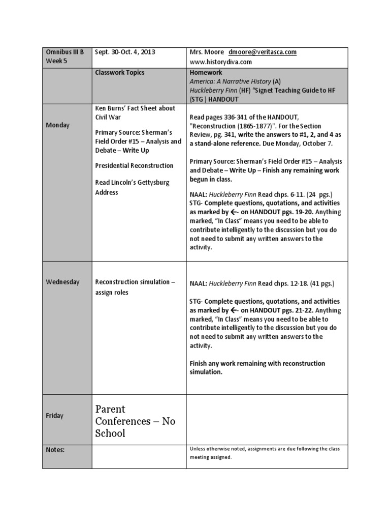 Week 5 Classwork & Homework Overview | PDF | Language Arts & Discipline