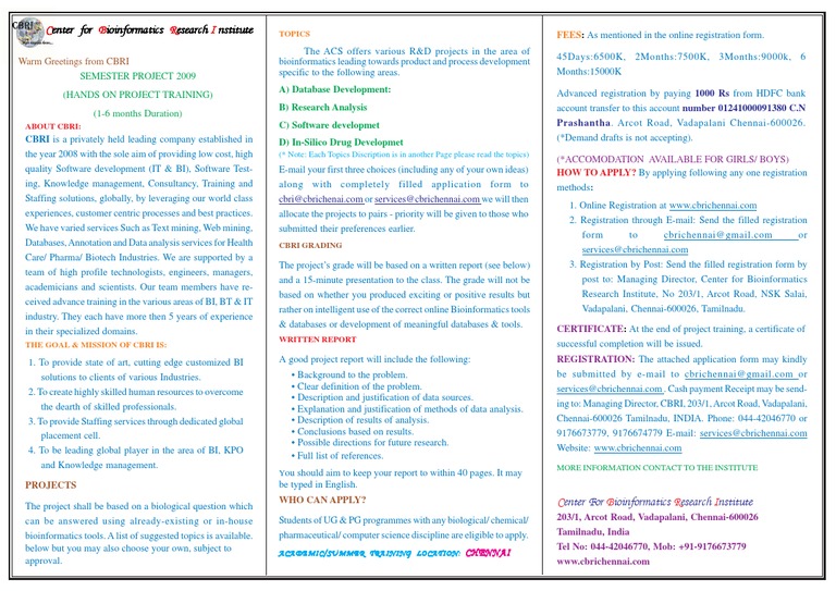 Bioinformatics Project Training 2009 | PDF | Bioinformatics | Science ...