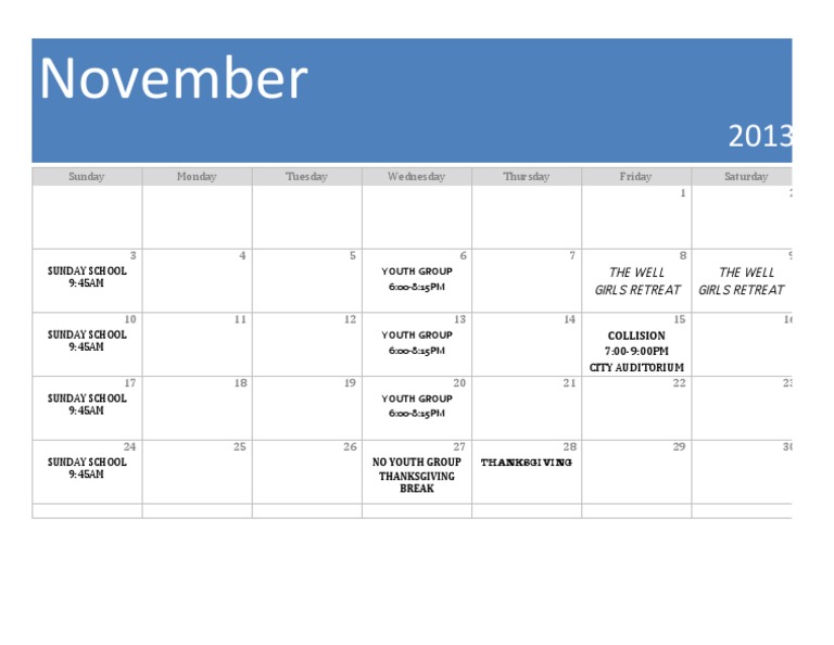 November '13 Calendar | PDF | Cooking, Food & Wine | Home & Garden