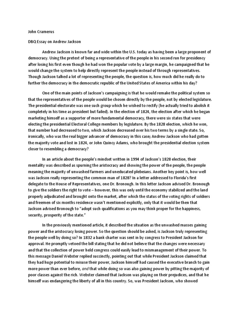Andrew Jackson's Democratic Legacy | PDF | Andrew Jackson | Democracy