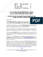 MEDIA RELEASE - ST Kilda Film Festival 2014 Call For Entries