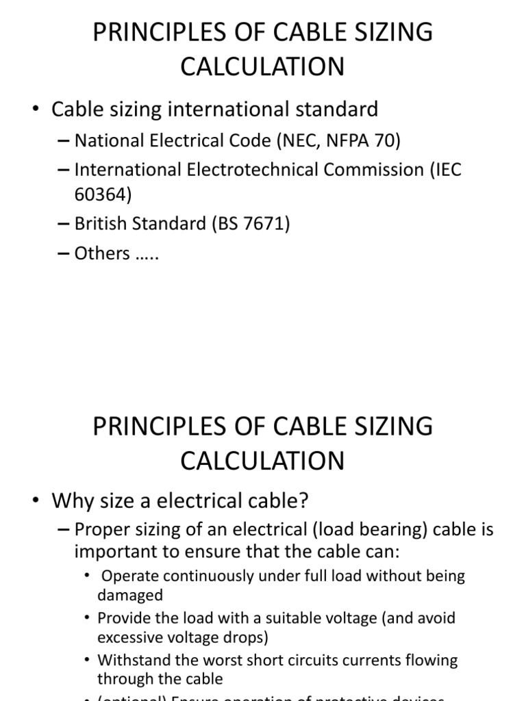 Cable Sizing Calculation Cable Electrical Impedance