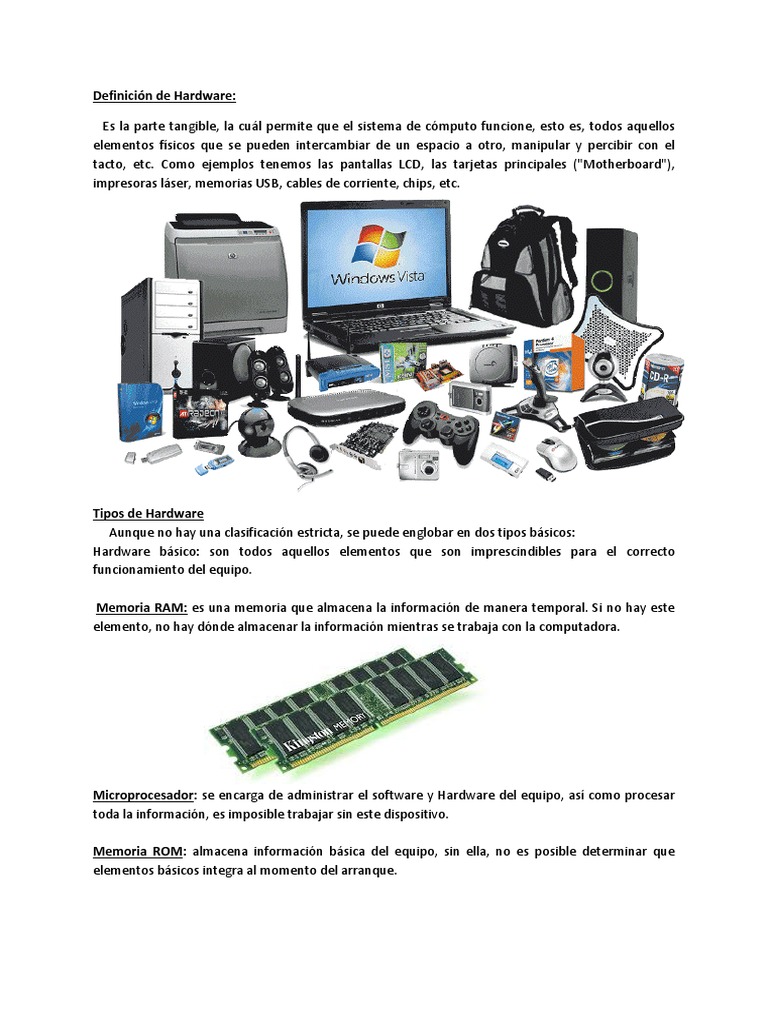 Definición de Hardware PDF Memoria del ordenador Hardware de la computadora