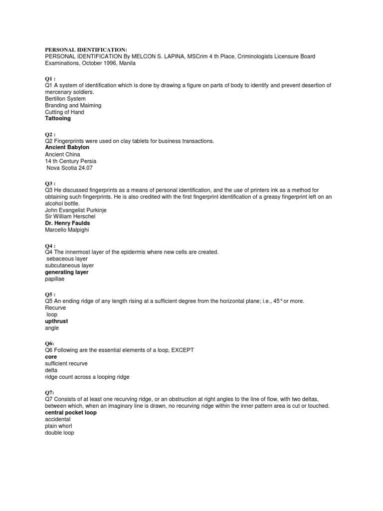 Personal Identification Reviewer | PDF | Fingerprint | Biometrics