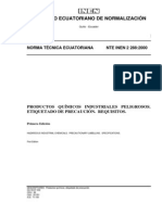 2288 PRODUCTOS QUÍMICOS INDUSTRIALES PELIGROSOS. Etiquetado de Precaución - Requisitos