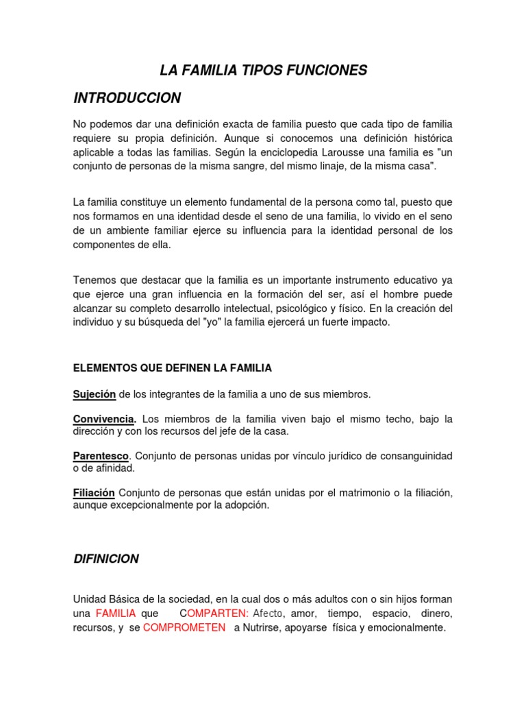 Funciones y Tipos de la Familia | PDF | Familia | Adultos