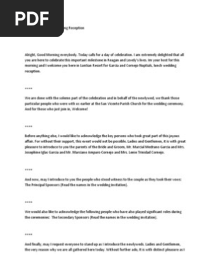 17++ Wedding Reception Mc Script