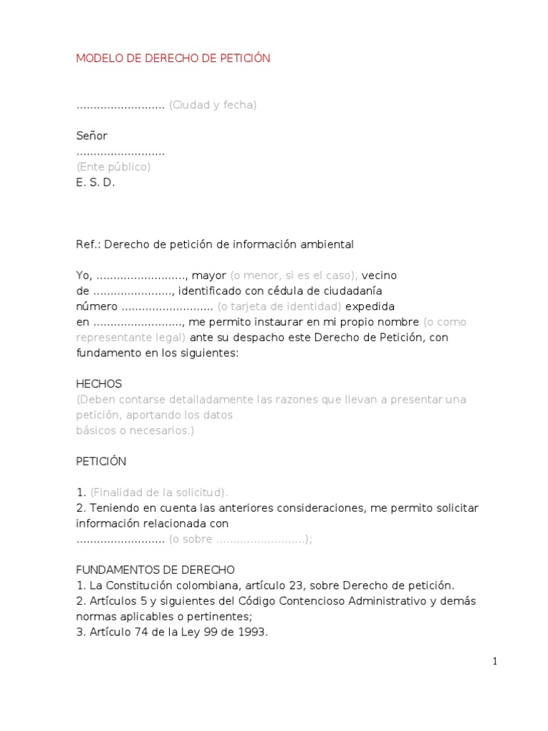 Cómo Se Redacta Un Derecho De Petición