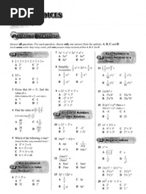 Latihan Matematik Tingkatan 3 Bab 1 Indeks