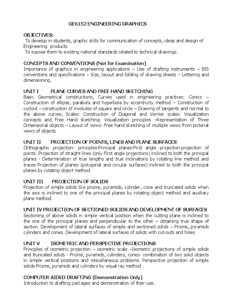 Engineering Graphics Course Overview | PDF | Teaching Methods ...