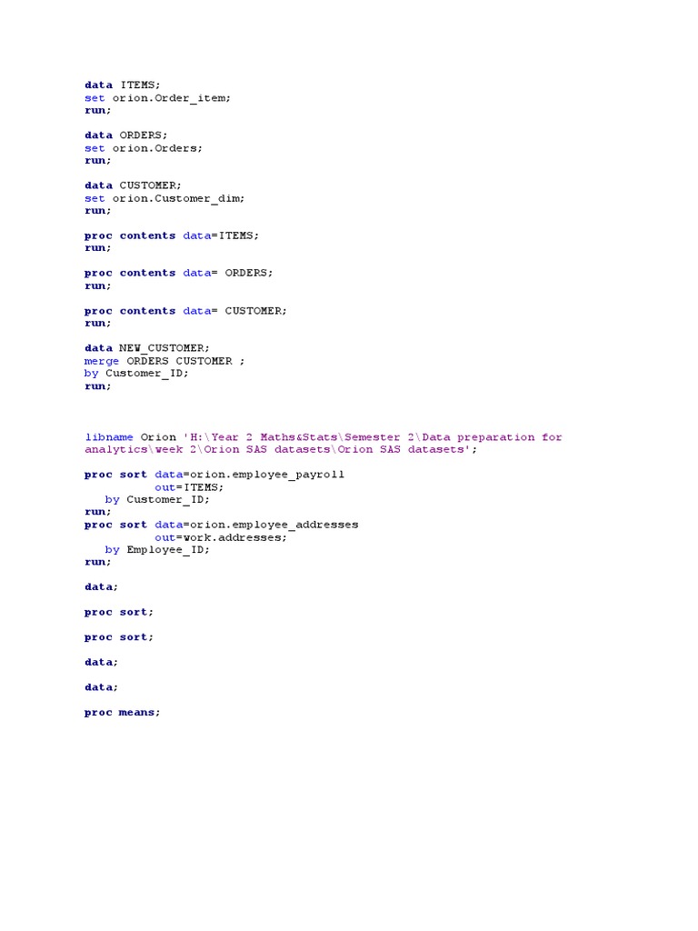 Data Run Data Run Data Run Proc Run Proc Run Proc Run Data | PDF | Sas ...