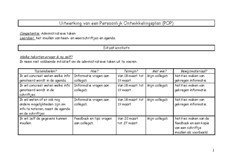 Uitwerking Van Een Persoonlijk Ontwikkelingsplan POP1 Blog | PDF