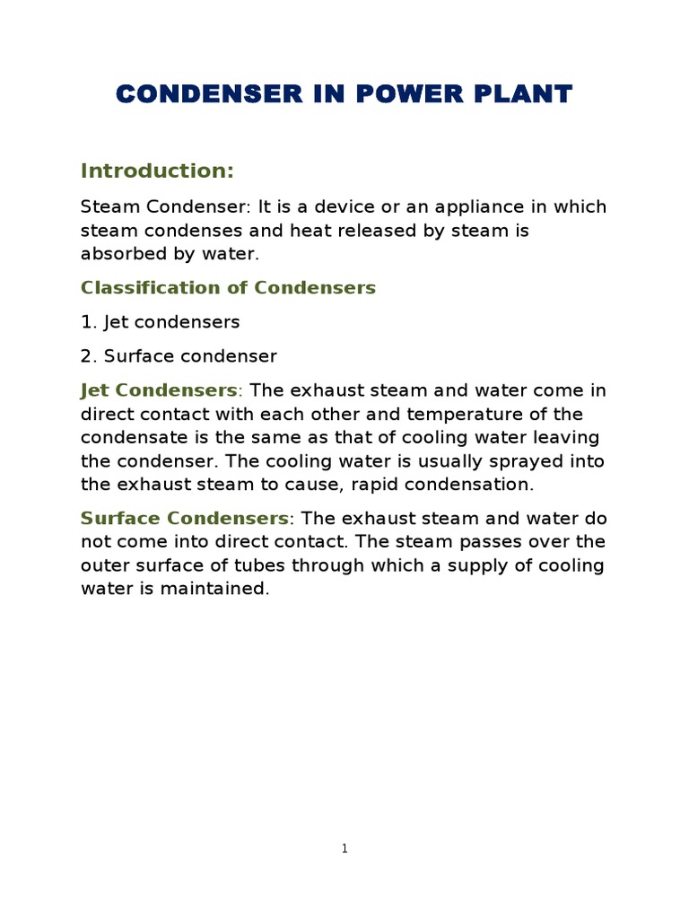 Types of Condensers in Power Plants | PDF | Heat Transfer | Refrigeration