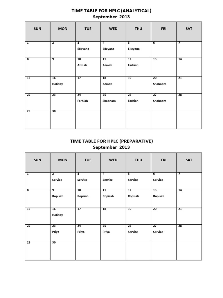 TIME TABLEsep PDF | PDF | Science & Mathematics