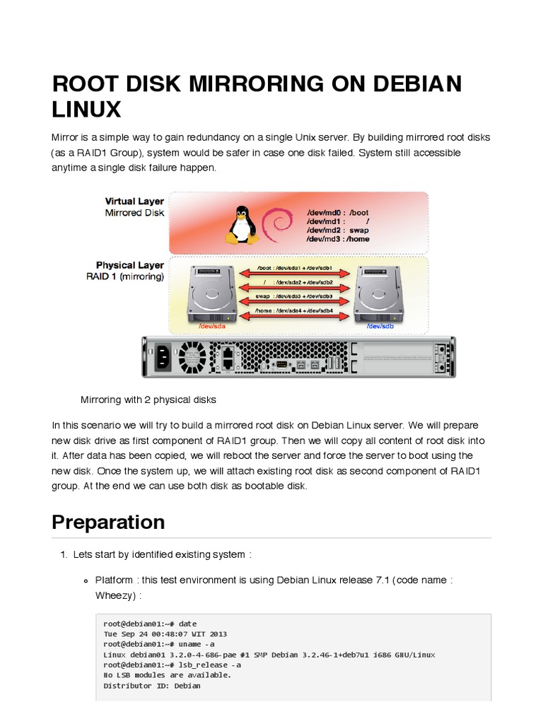 Root Disk Mirroring On Debian Linux PDF Utility Software Classes