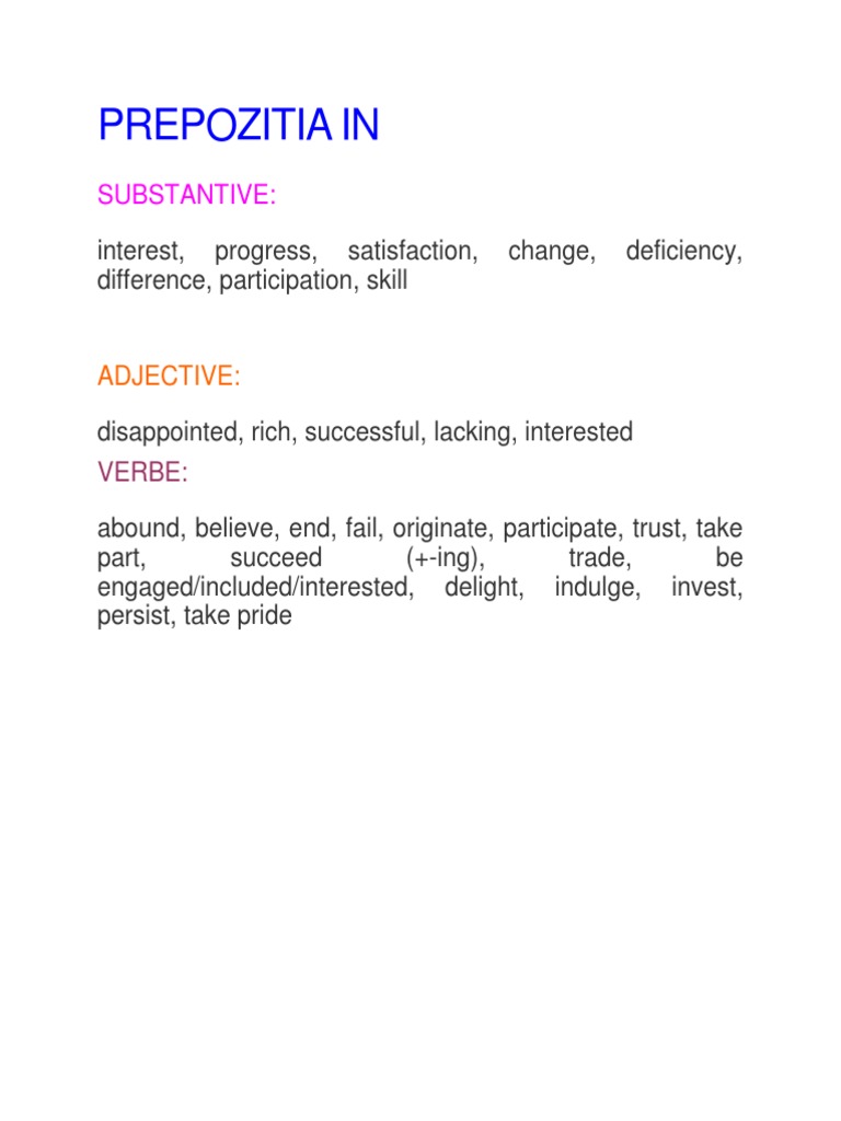 Prepositions with Nouns and Verbs | PDF