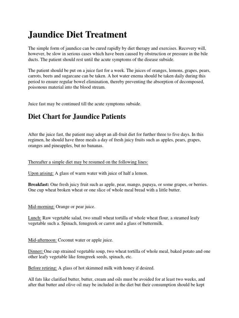 Jaundice Diet Treatment PDF Juice Diet & Nutrition