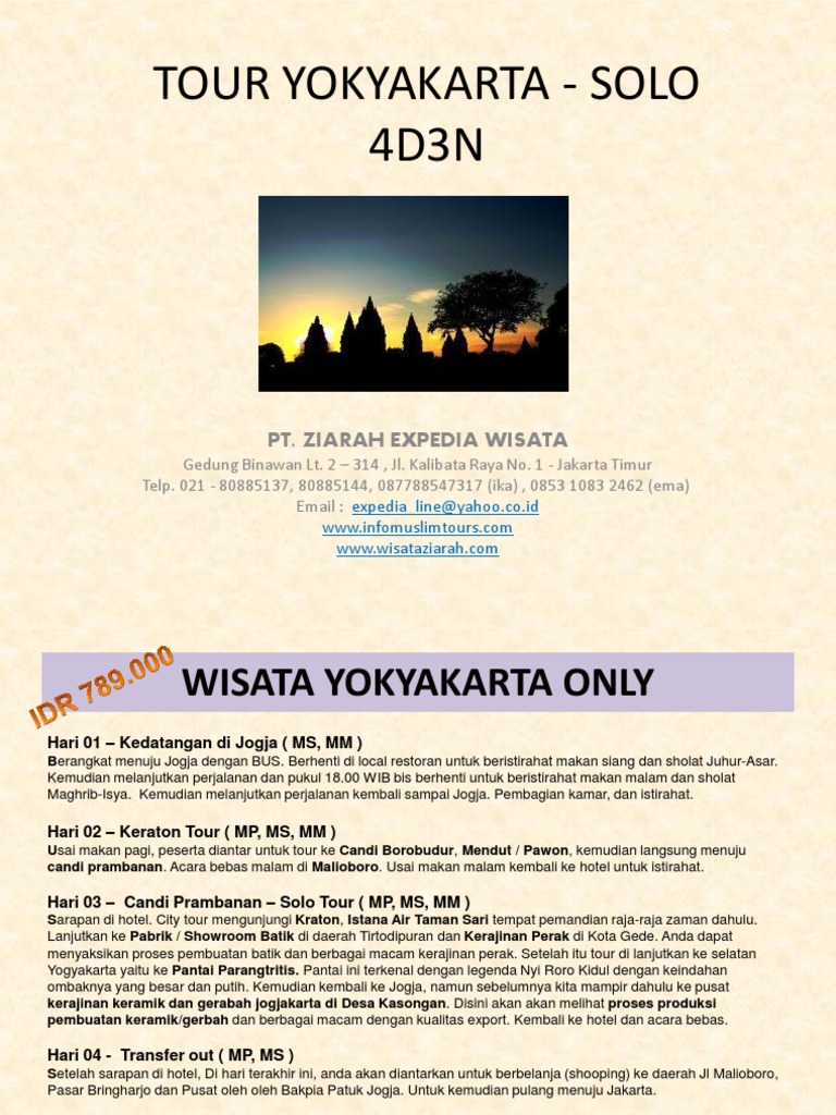 Tour Yokyakarta Solo 4d3n Pt Ziarah Expedia Wisata