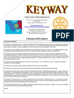 THe Keyway - weekly newsletter for the ROtary club of Queanbeyan - 2 October 2013 Edition