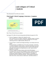 Basic Tenets and Critiques of Critical Discourse Analysis: Fairclough Critical Language Awareness, Longman (1992)