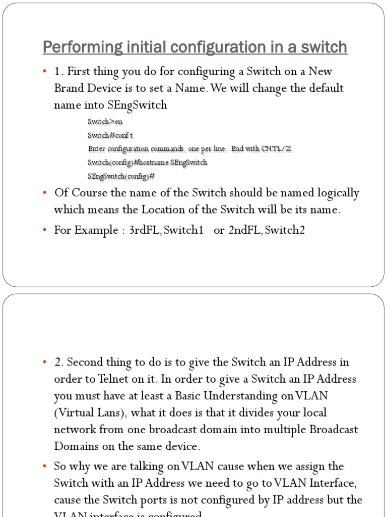 Initial Switch Configuration Guide | PDF | Network Switch | Computer ...