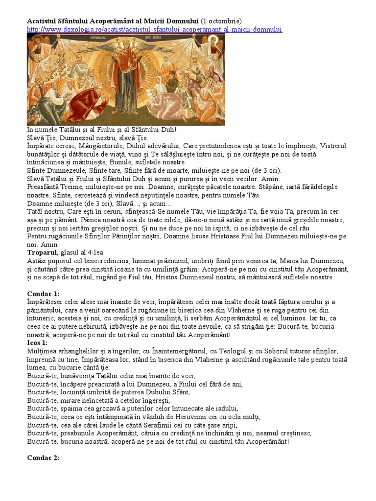 Acatistul Sfantului AcoperÄƒmant Al Maicii Domnului 1 Octombriesursa Http Www Doxologia Ro Acatist Acatistul Sfantului Acoperamant Al Maicii Domnuluisursa Http Www Doxologia Ro Acatist Acatistul Sfantului Acoperamant Al Maicii Domnului