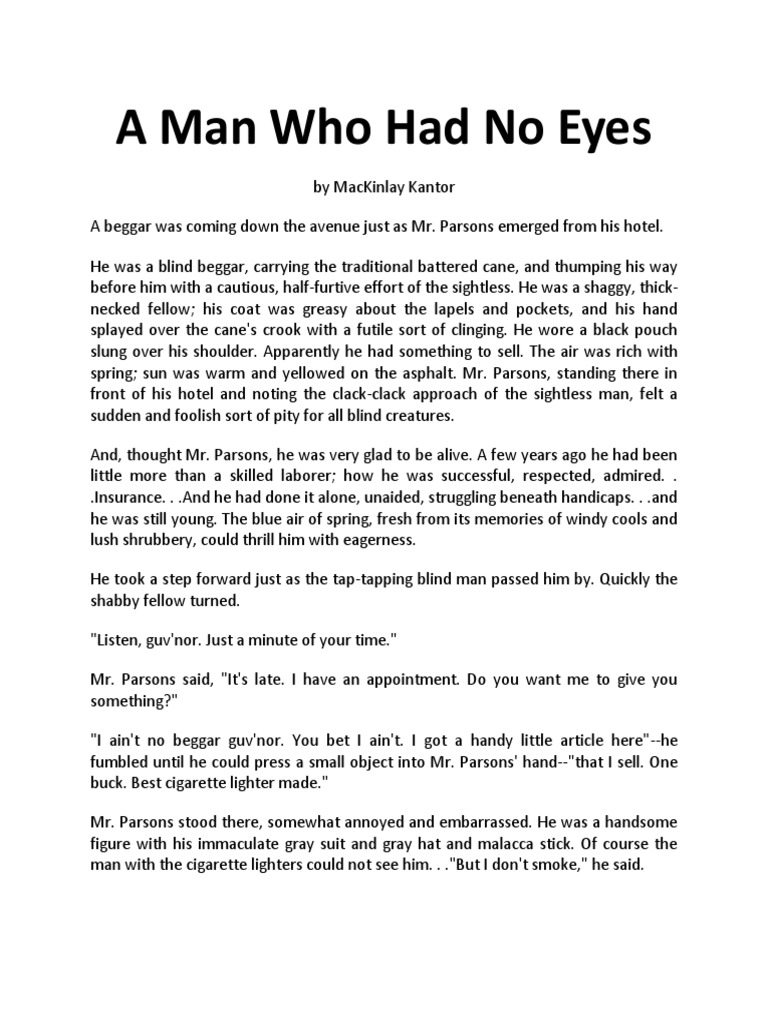 a man who had no eyes by mackinlay kantor theme