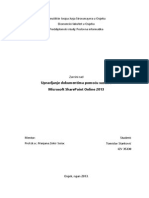 Upravljanje Dokumentima Pomoću Sustava Microsoft SharePoint Online 2013
