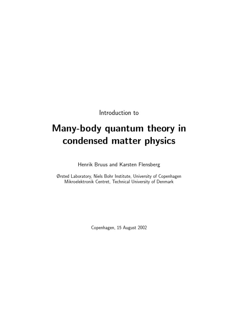 Many Body Theory | PDF | Quantum Field Theory | Quantum Mechanics