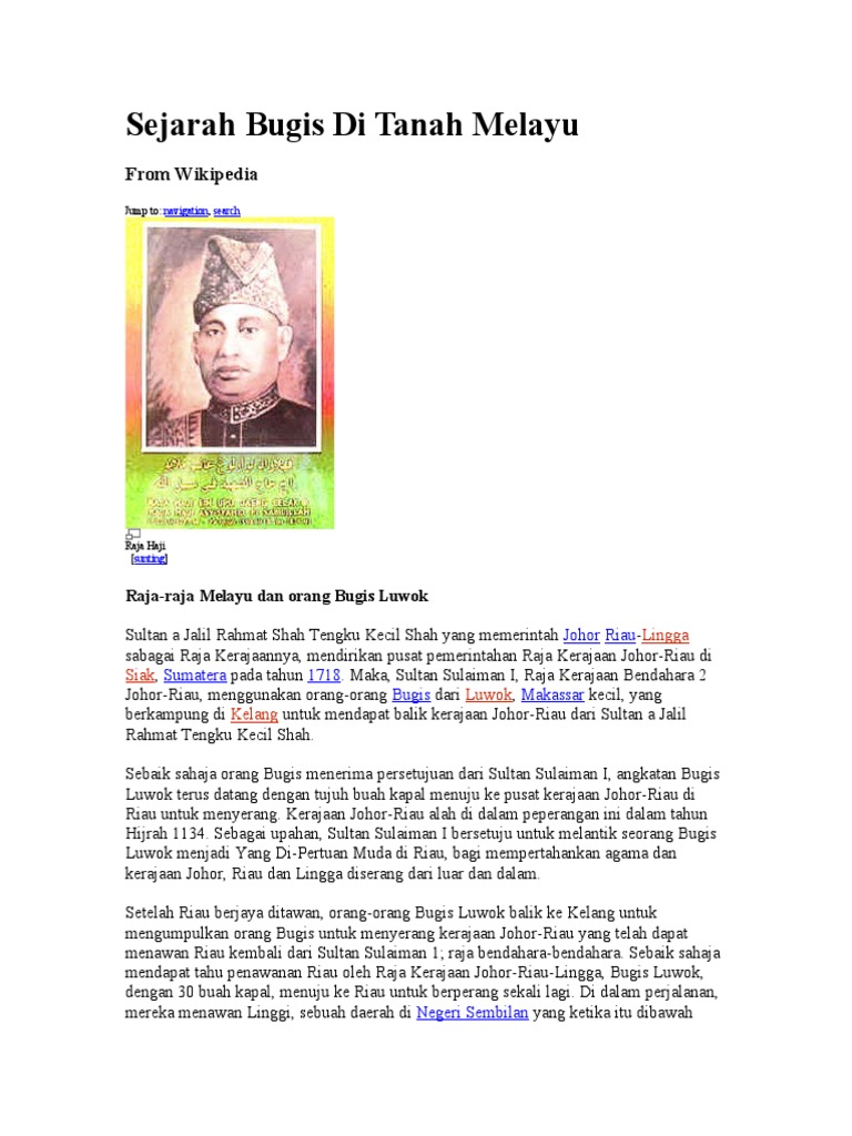 Sejarah Orang Bugis di Tanah Melayu | PDF | Perjalanan | Agama ...