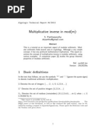 Multiplicative Inverse in Mod (M) : 1 Basic Definitions