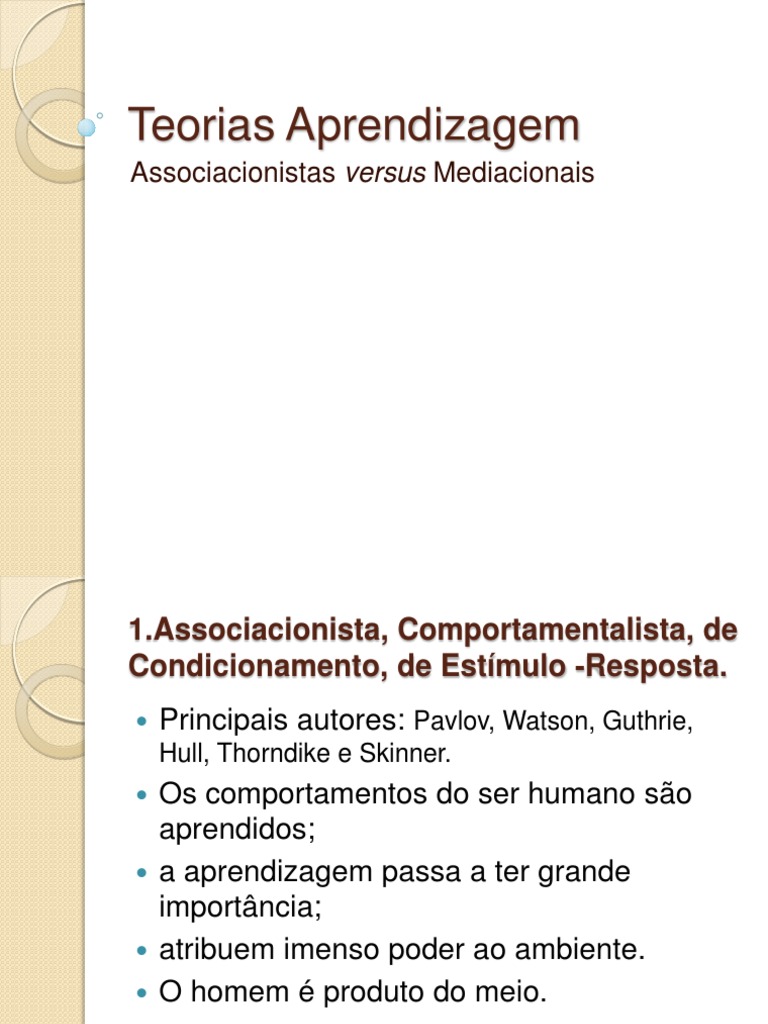 Teorias Aprendizagem | PDF | Behaviorismo | Aprendizado