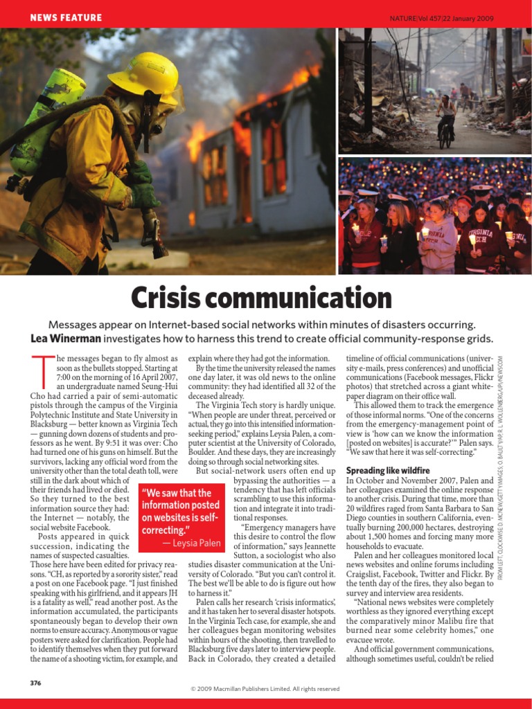 Crisis Communication: Messages Appear On Internet-Based Social Networks ...