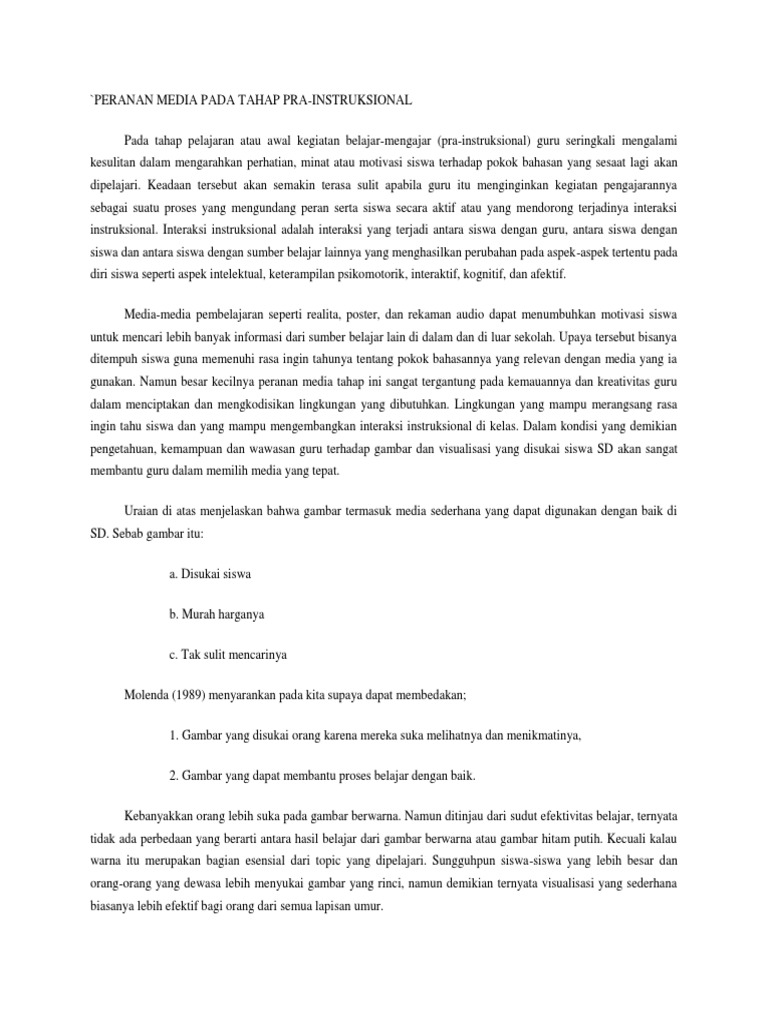 Peranan Media Pada Tahap Pra Pdf