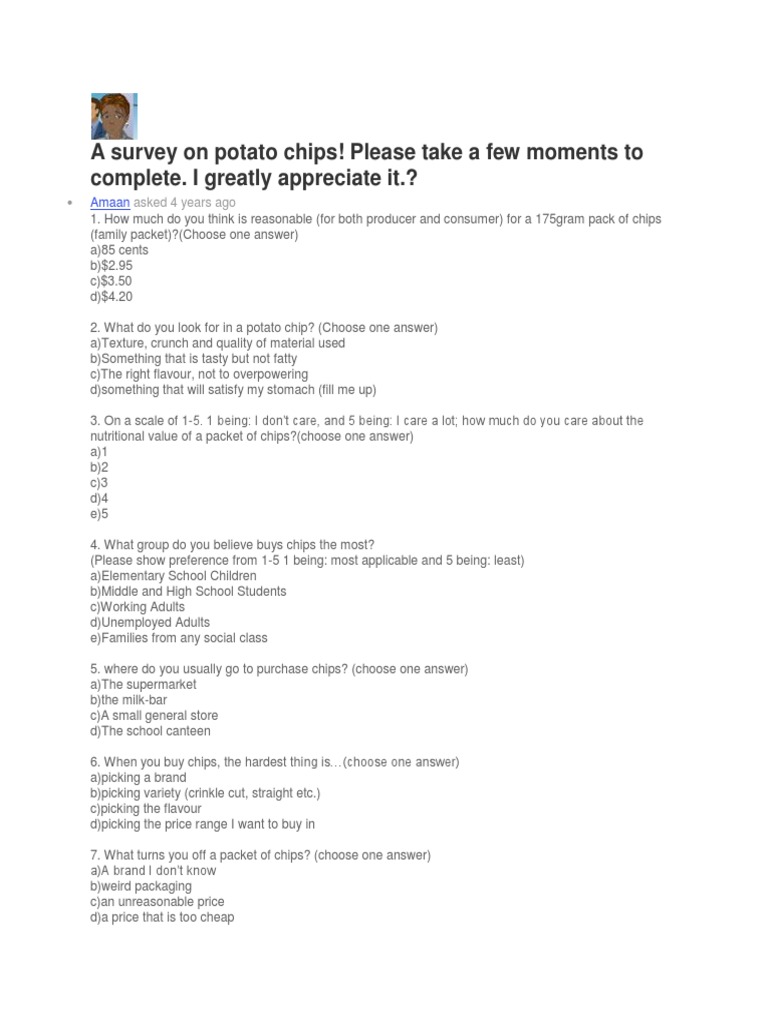 A Survey On Potato Chips