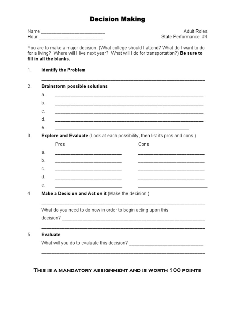 Decision Making for Young Adults | PDF