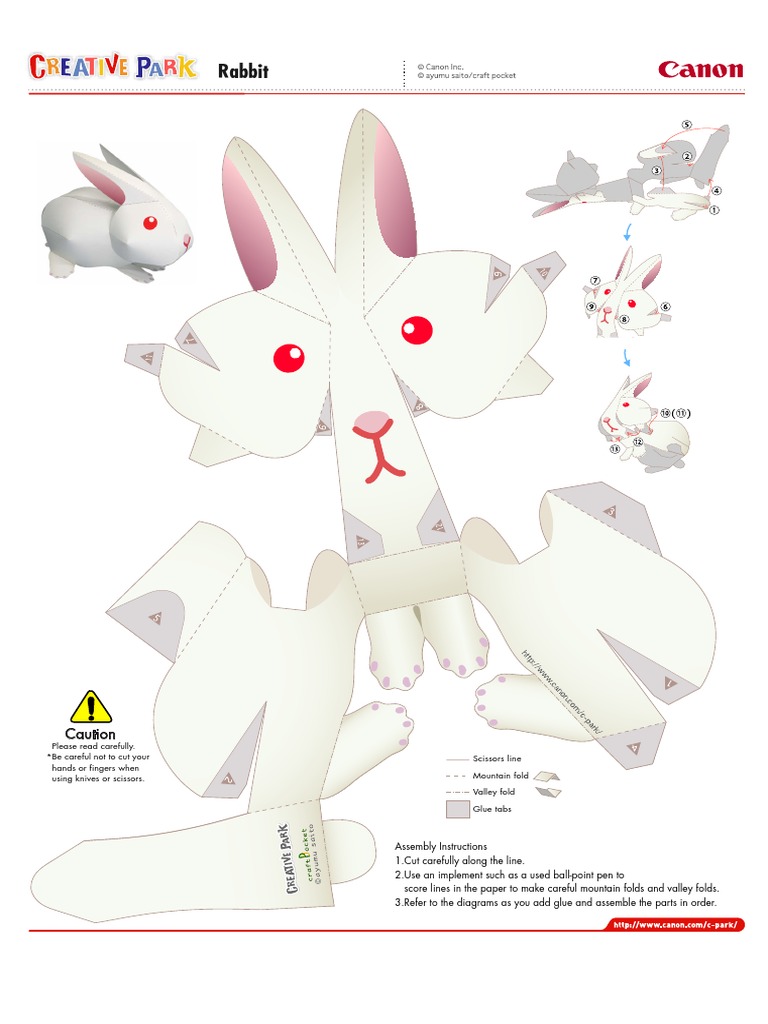 Rabbit-PaperCutting-ページ☆ Rabbit Papercraft | PDF