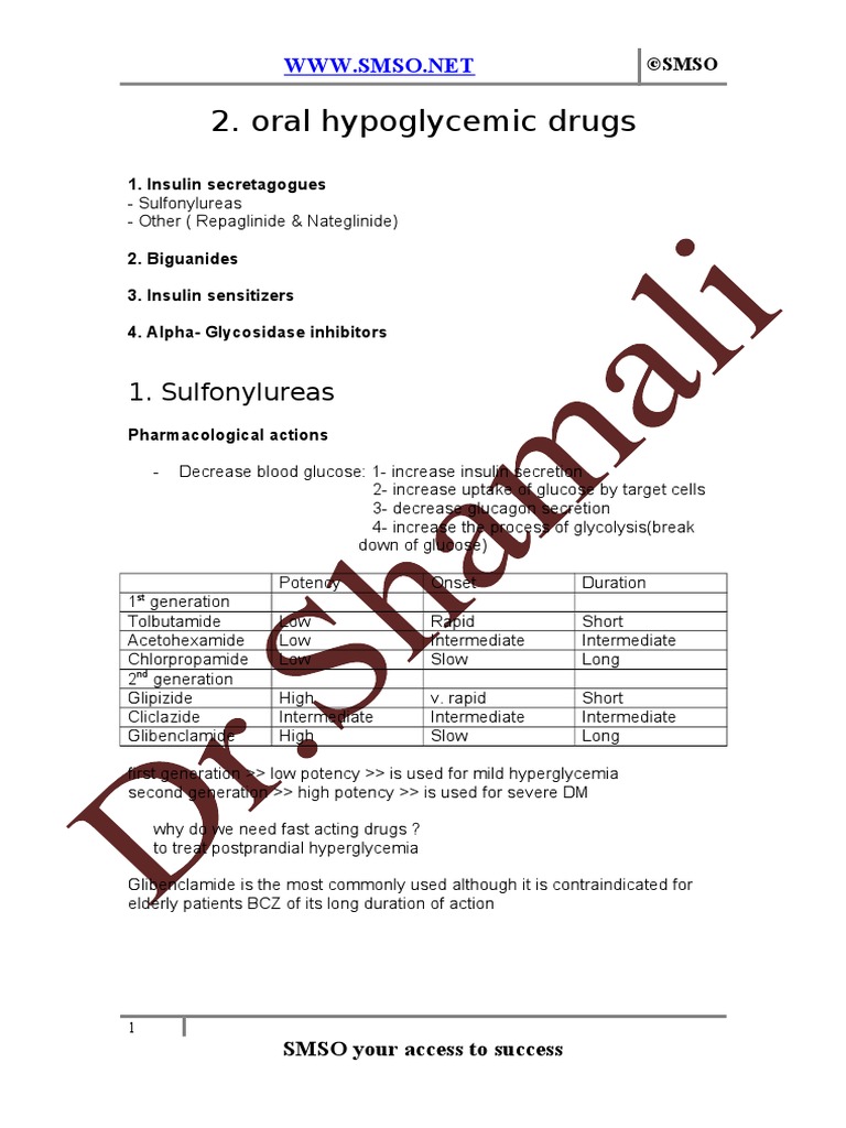 Oral Hypoglycemic | Hypoglycemia | Insulin