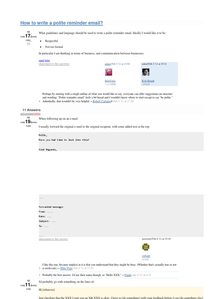 How To Write A Polite Reminder Email | PDF