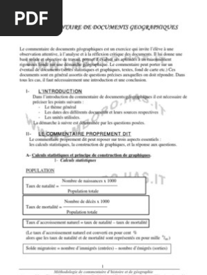 Methodologie Du Commentaire De Documents Geographiques Pdf Ressources Et Consommation Energetiques Mondiales Statistiques