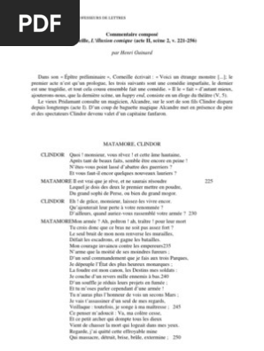 Exemple De Commentaire Compose Corneille L Illusion Comique