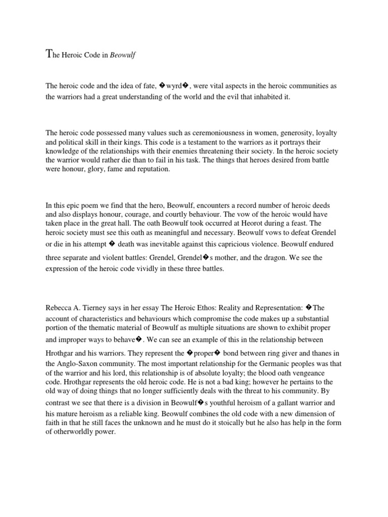 Beowulf heroic code quotes picture