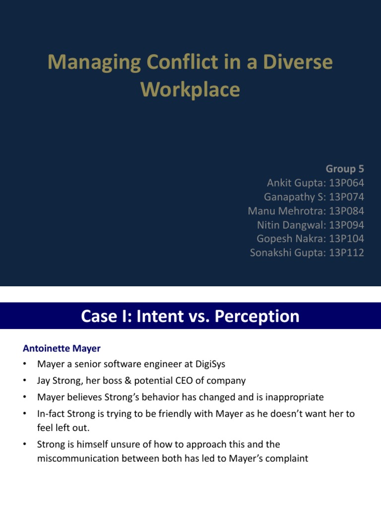 Conflict Management in Diverse Workplaces | PDF | Multiculturalism ...